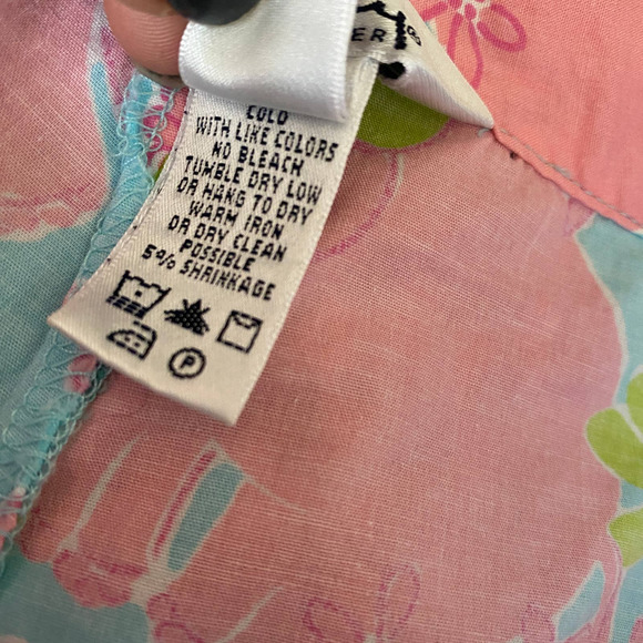 Lilly Pulitzer White Label Blue Pink Elephant Floral Print Pants Size 8 - Picture 11 of 12